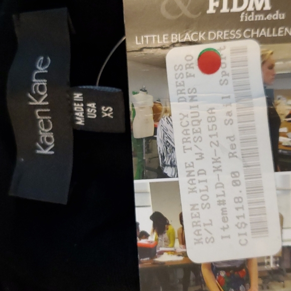 Karen Kane Little Black Dress with Black Sequin Stripe down front - Picture 6 of 11